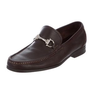 Men's Ferragamo Grandioso Loafer in Brown Pebbled Leather Size 8.5EE